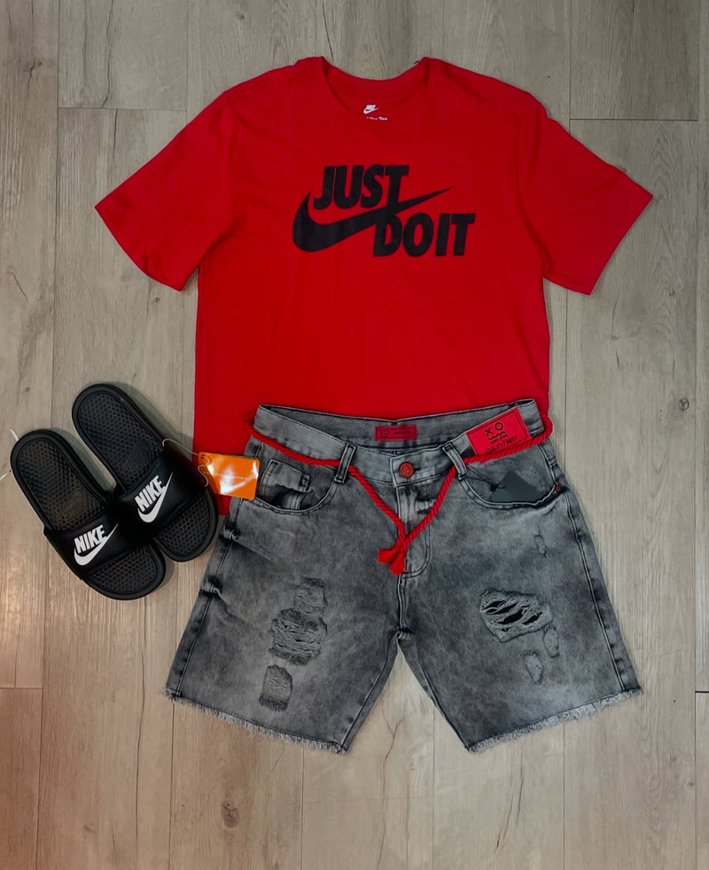Kit Camisa Nike + Bermuda Jogador + Chinelo Nk
